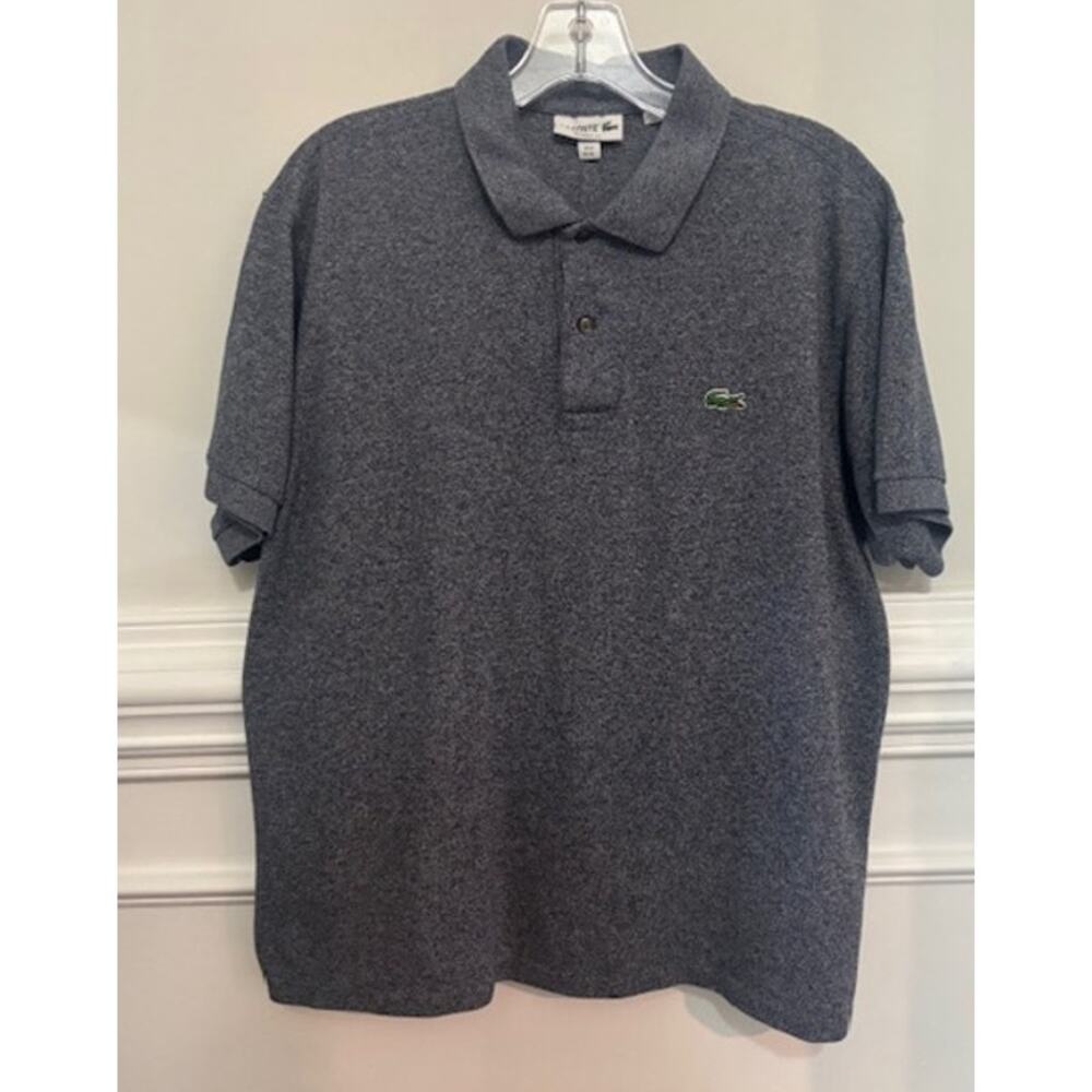 Lacoste Polo Shirt Short Sleeve Alligator Logo Mens XL Collar 100% Cotton Gray